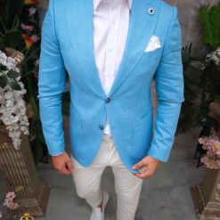 Sacou de barbati din IN Slim Fit Albastru deschis SC916 5