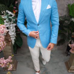 Sacou de barbati din IN Slim Fit Albastru deschis SC916 9