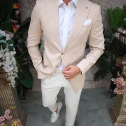 Sacou de barbati din IN Slim Fit Bej SC914 4