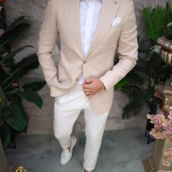 Sacou de barbati din IN Slim Fit Bej SC914 5