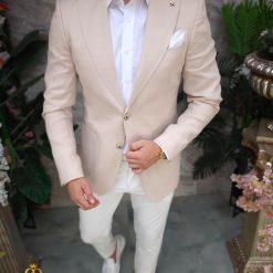 Sacou de barbati din IN Slim Fit Bej SC914 6