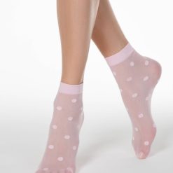 Sosete lycra roz cu buline Conte Elegant Big Dots 20 den-FEMEI