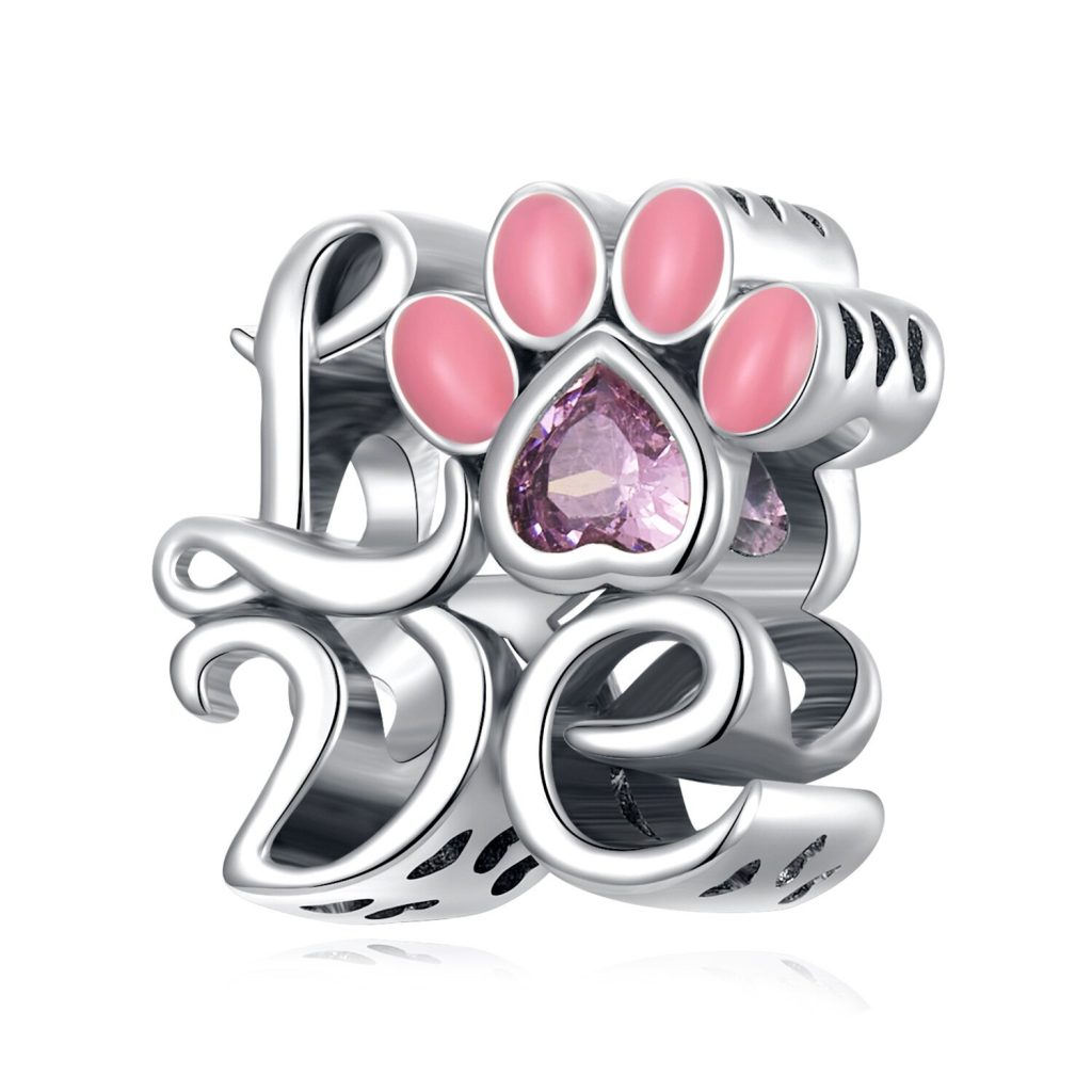 Talisman de argint Love Pink Paw-Talismane >> Talismane din Argint (toate)