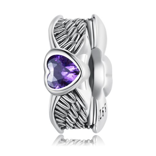 Talisman din argint Angel Purple Heart-Talismane >> Talismane din Argint (toate)