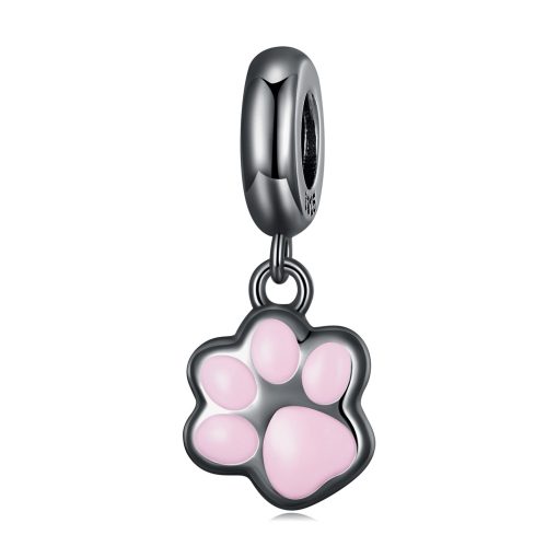Talisman din argint Black and Pink Email Paw-Talismane >> Talismane din Argint (toate)