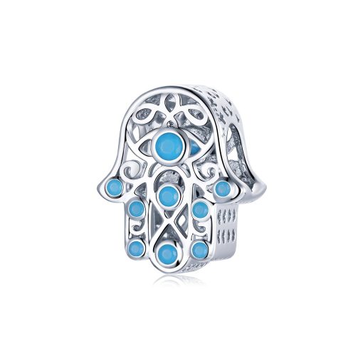 Talisman din argint Blue Fatima Hand-Talismane >> Talismane din Argint (toate)