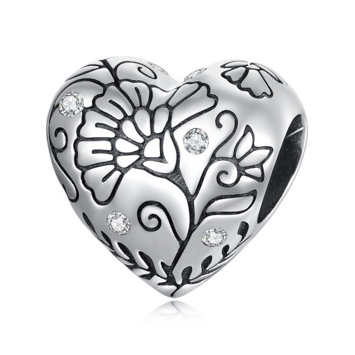 Talisman din argint Flower Heart-Talismane >> Talismane din Argint (toate)