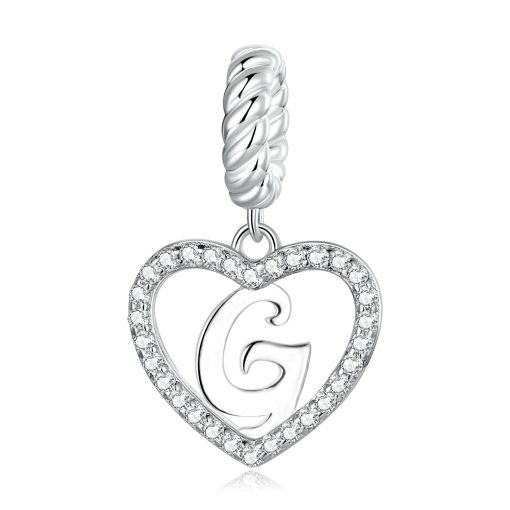 Talisman din argint Heart Letter G-Talismane >> Talismane din Argint (toate)