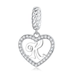 Talisman din argint Heart Letter K-Talismane >> Talismane din Argint (toate)