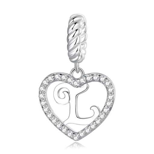 Talisman din argint Heart Letter L-Talismane >> Talismane din Argint (toate)