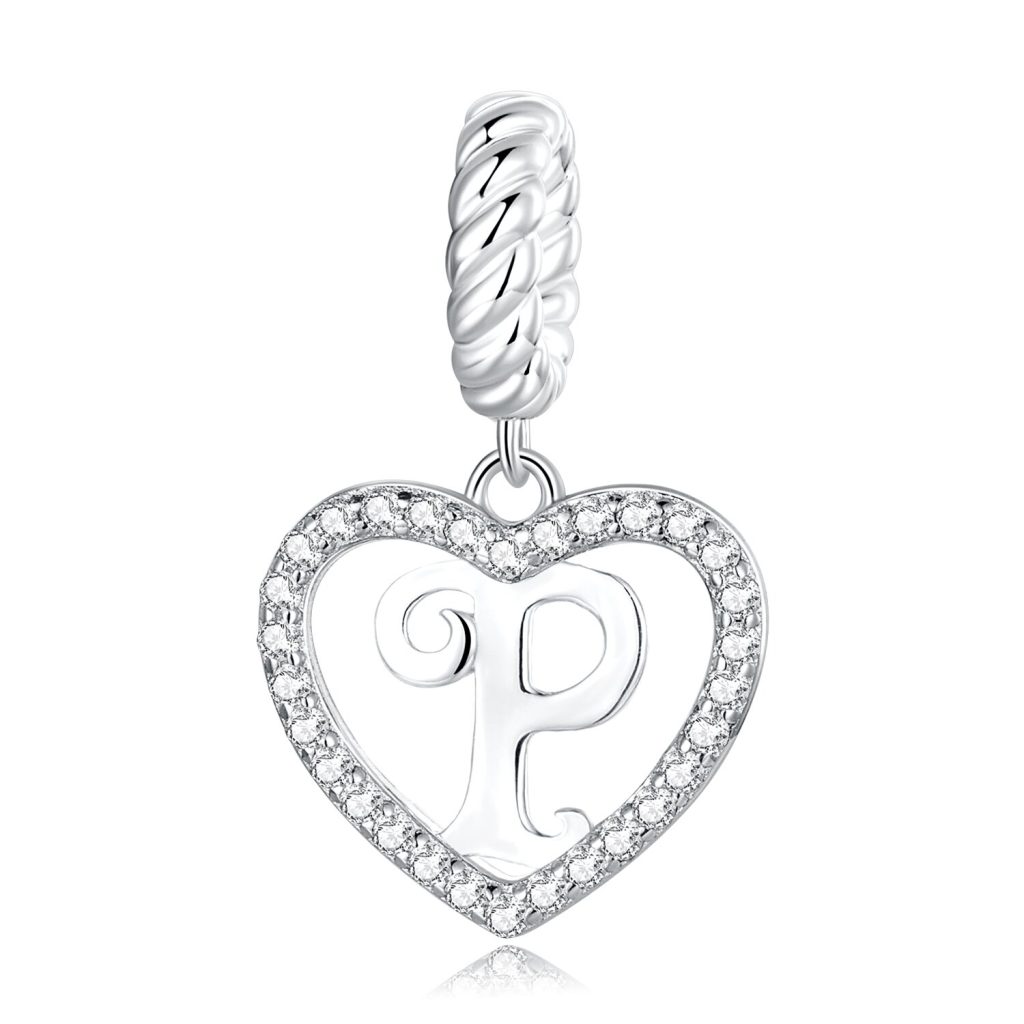 Talisman din argint Heart Letter P-Talismane >> Talismane din Argint (toate)