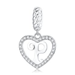 Talisman din argint Heart Letter P-Talismane >> Talismane din Argint (toate)