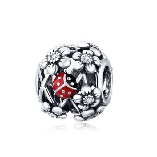 Talisman din argint Ladybug & Flowers Bead-Talismane