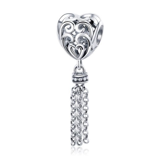 Talisman din argint Long Tassel Heart-Talismane >> Talismane din Argint (toate)