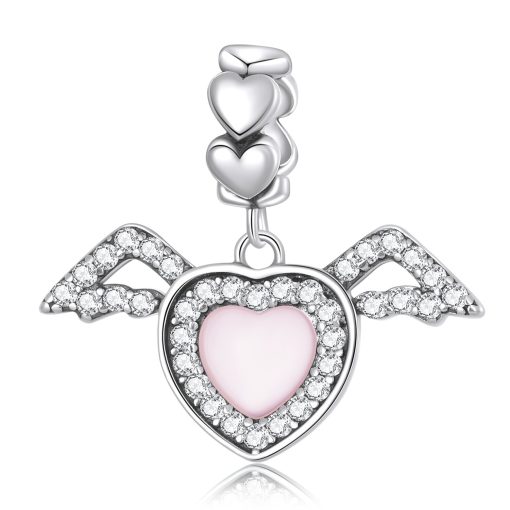 Talisman din argint Love Heart Angel Wings-Talismane >> Talismane din Argint (toate)