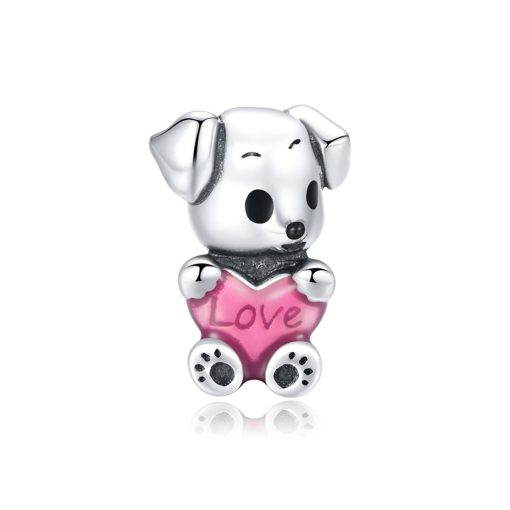 Talisman din argint Loving Heart Puppy-Talismane