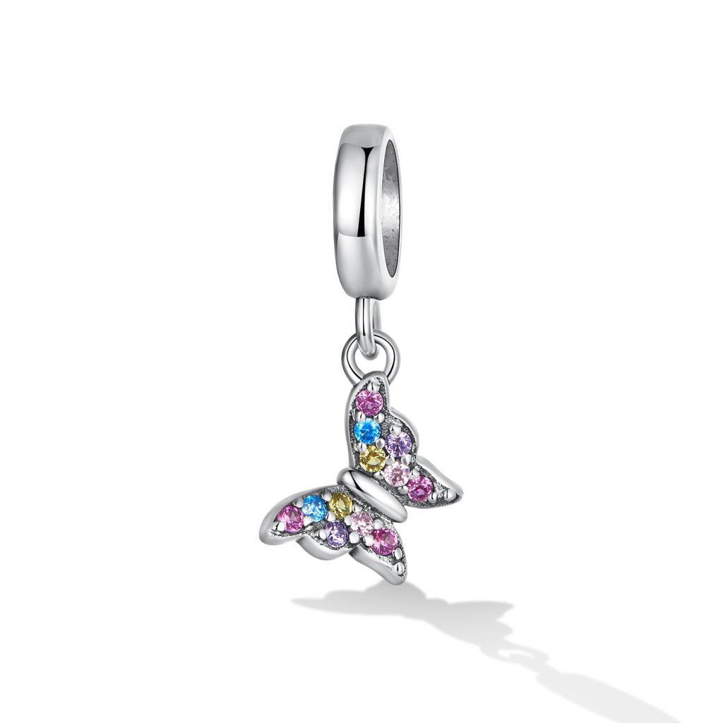 Talisman din argint Multicoloured Butterfly-Talismane >> Talismane din Argint (toate)