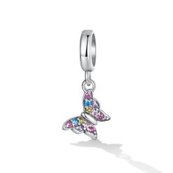 Talisman din argint Multicoloured Butterfly-Talismane >> Talismane din Argint (toate)