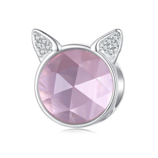 Talisman din argint Pink Glass Cat-Talismane >> Talismane din Argint (toate)