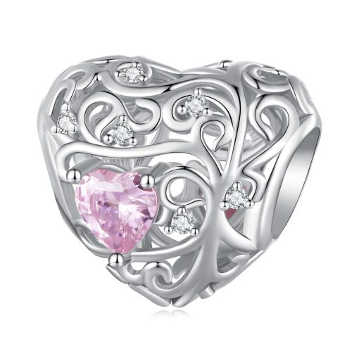 Talisman din argint Pink Love Heart-Talismane >> Talismane din Argint (toate)