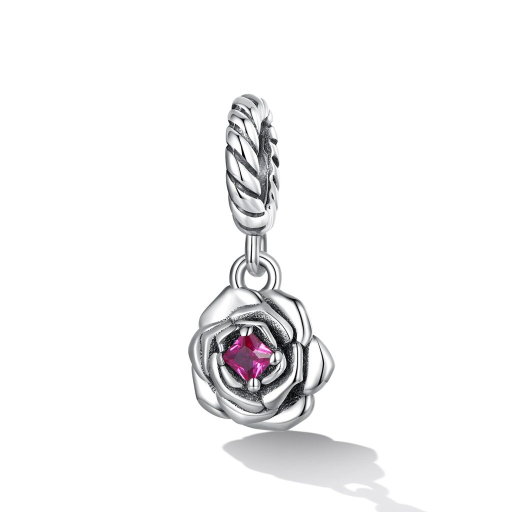 Talisman din argint Pink Rose-Talismane >> Talismane din Argint (toate)