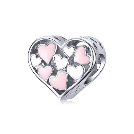 Talisman din argint Pink & White Hearts-Talismane