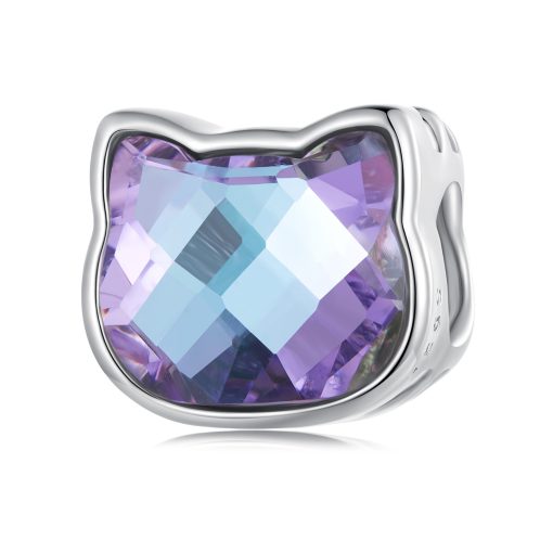 Talisman din argint Purple Glass Cat-Talismane >> Talismane din Argint (toate)