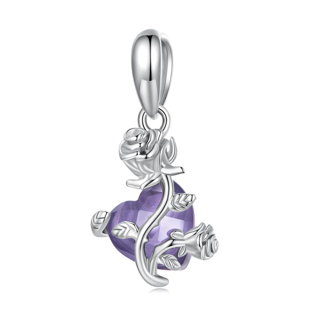 Talisman din argint Purple Heart Silver Rose-Talismane >> Talismane din Argint (toate)