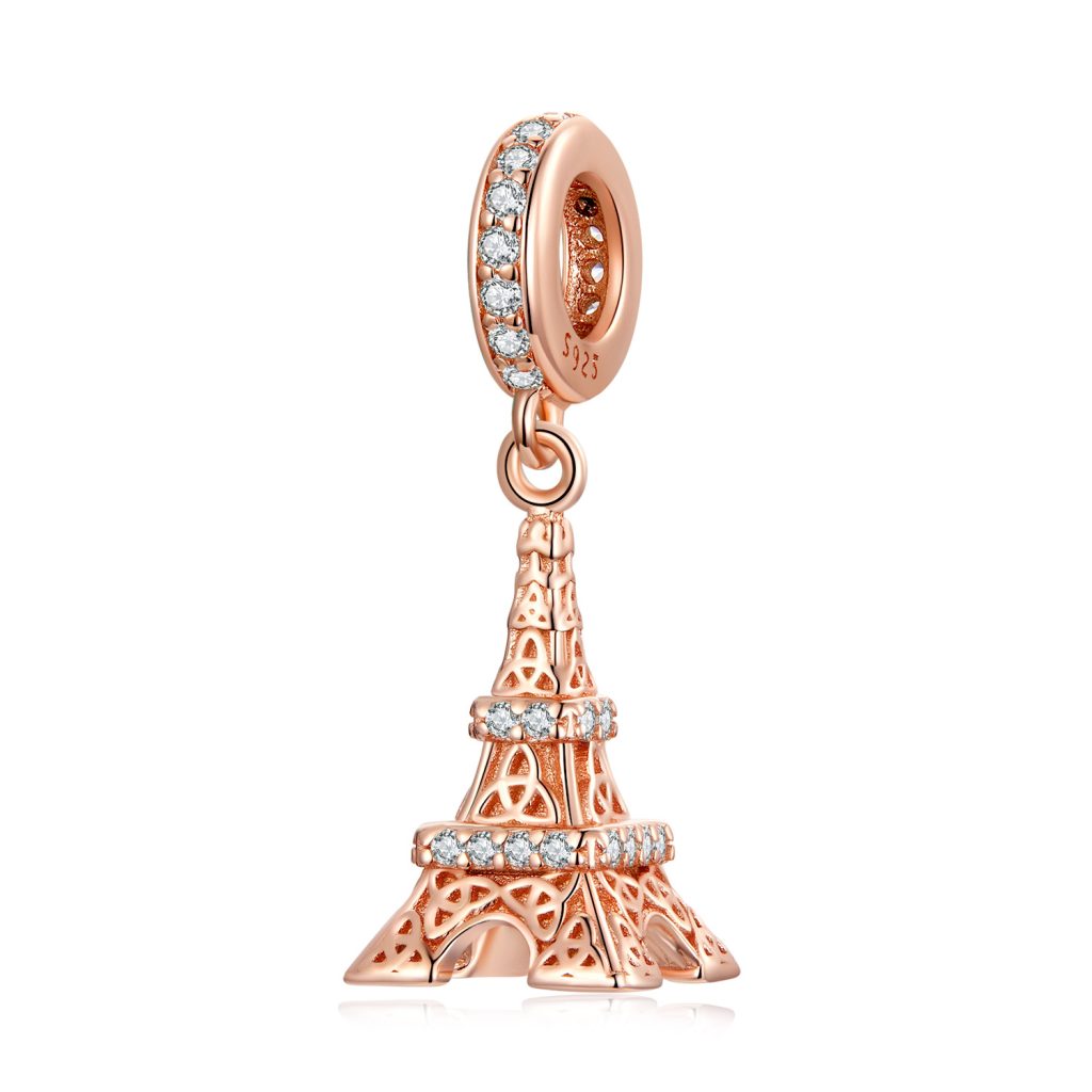 Talisman din argint Rose Golden Eiffel Tower-Talismane >> Talismane din Argint (toate)