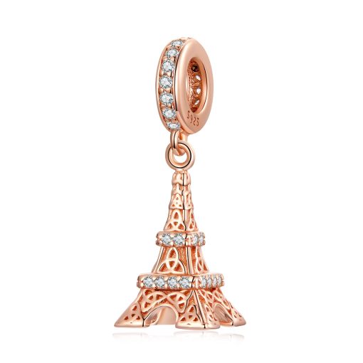 Talisman din argint Rose Golden Eiffel Tower-Talismane >> Talismane din Argint (toate)