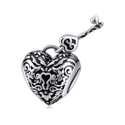 Talisman din argint Vintage Heart and Key-Talismane