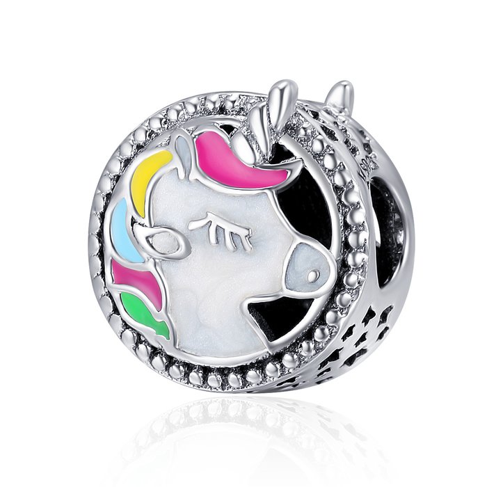 Talisman din argint cu Unicorn Colorat-Talismane >> Talismane din Argint (toate)