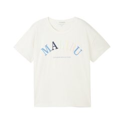 Tricou cu decolteu la baza gatului si imprimeu text-FETE-IMBRACAMINTE/Tricouri si maiouri