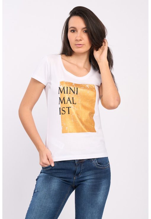 Tricou cu imprimeu text-FEMEI-IMBRACAMINTE/Tricouri si maiouri