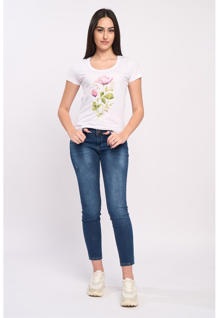 Tricou de bumbac cu imprimeu floral-FEMEI-IMBRACAMINTE/Tricouri si maiouri