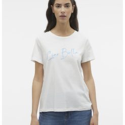 Tricou de bumbac organic cu imprimeu text-FEMEI-IMBRACAMINTE/Tricouri si maiouri