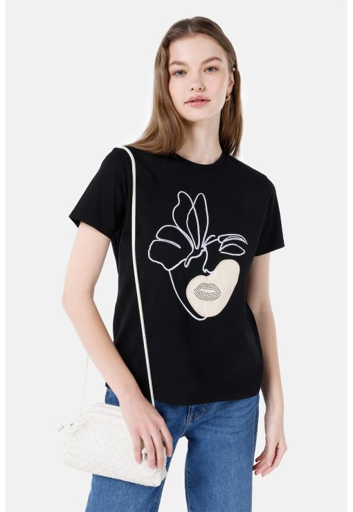 Tricou din bumbac cu imprimeu-FEMEI-IMBRACAMINTE/Tricouri si maiouri