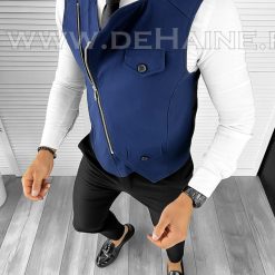 Vesta barbati eleganta slim fit bleumarin asimetrica B8068 103-4 E~-Veste > Veste barbati elegante