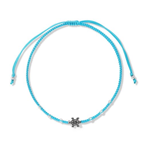 Bratara cu snur Light Blue Turtle-Bratari >> Bratari din argint