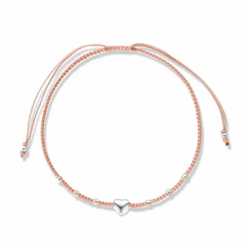 Bratara cu snur Orange Heart-Bratari >> Bratari din argint