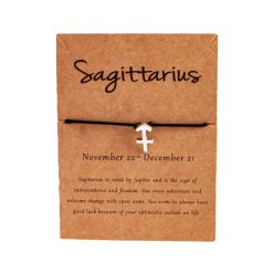 Bratara semn zodiac sagetator argintiu - creata manual - neagra - unisex - EFAYN-FEMEI-