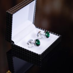 Butoni argintii cu pietre verzi BT041 1
