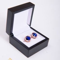 Butoni aurii cu pietre albastre- BT025-Butoni camasa