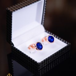 Butoni aurii cu pietre albastre BT033 1