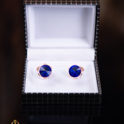 Butoni aurii cu pietre albastre- BT033-Butoni camasa