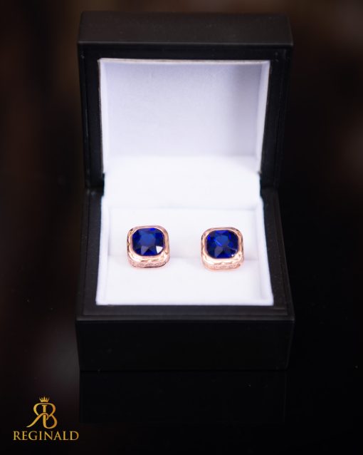 Butoni aurii cu pietre albastre- BT059-Butoni camasa