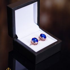 Butoni aurii cu pietre albastre- BT072-Butoni camasa