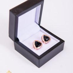 Butoni aurii cu pietre negre BT007 2