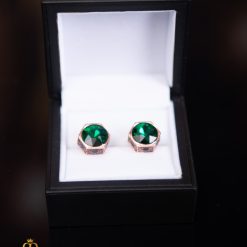 Butoni aurii cu pietre verzi- BT060-Butoni camasa