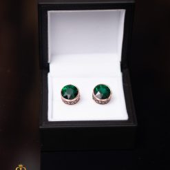 Butoni aurii cu pietre verzi- BT063-Butoni camasa